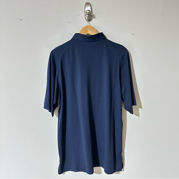 Pro Celebrity Mens Polo Golf Button Up Pocket Short Sleeve Navy Blue Shirt - Picture 2 of 4